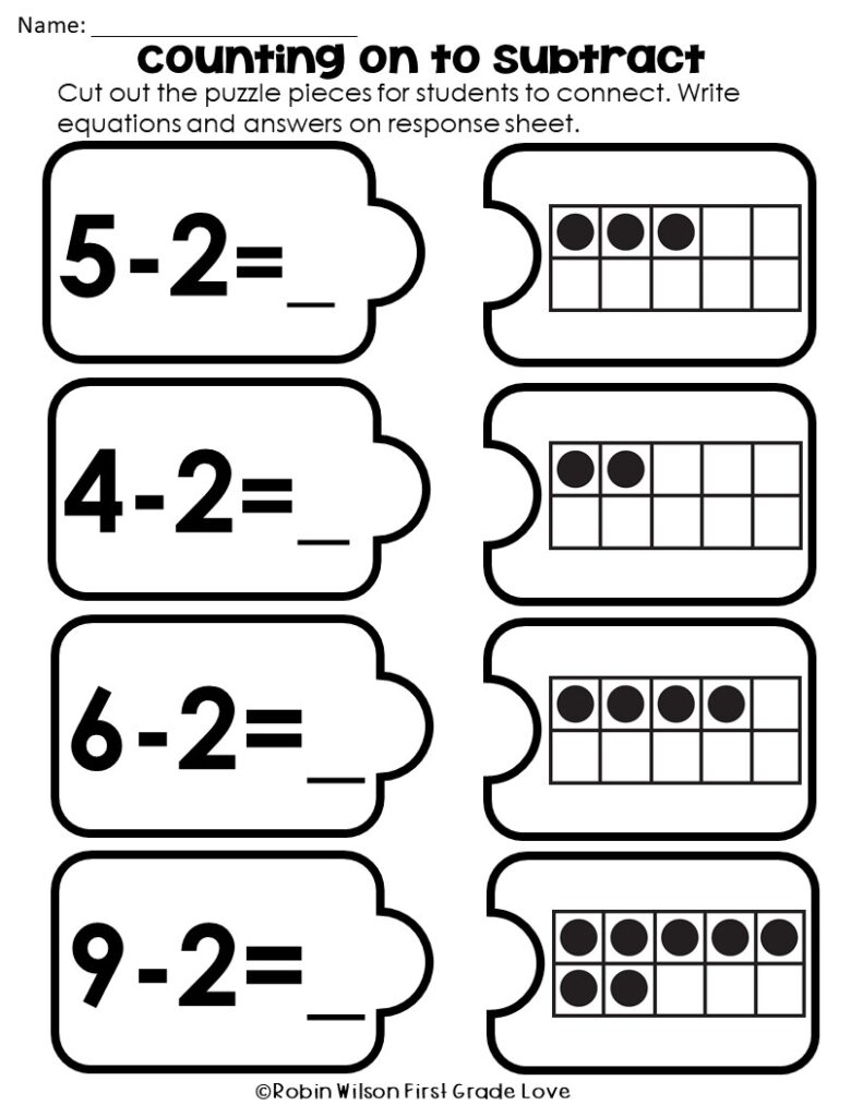 count on to subtract puzzle