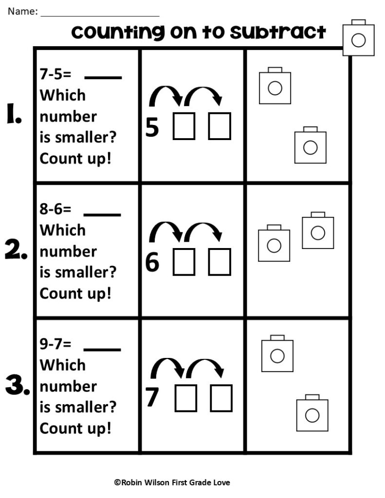 Count on to subtract Worksheet